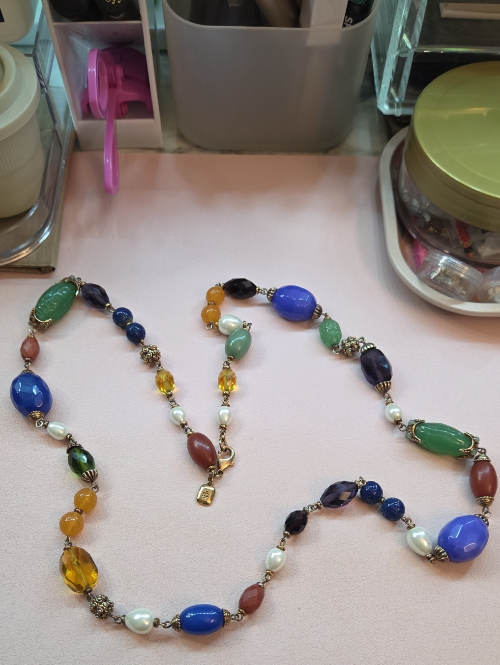 Multicolor Beaded Statement Necklace with Pearls